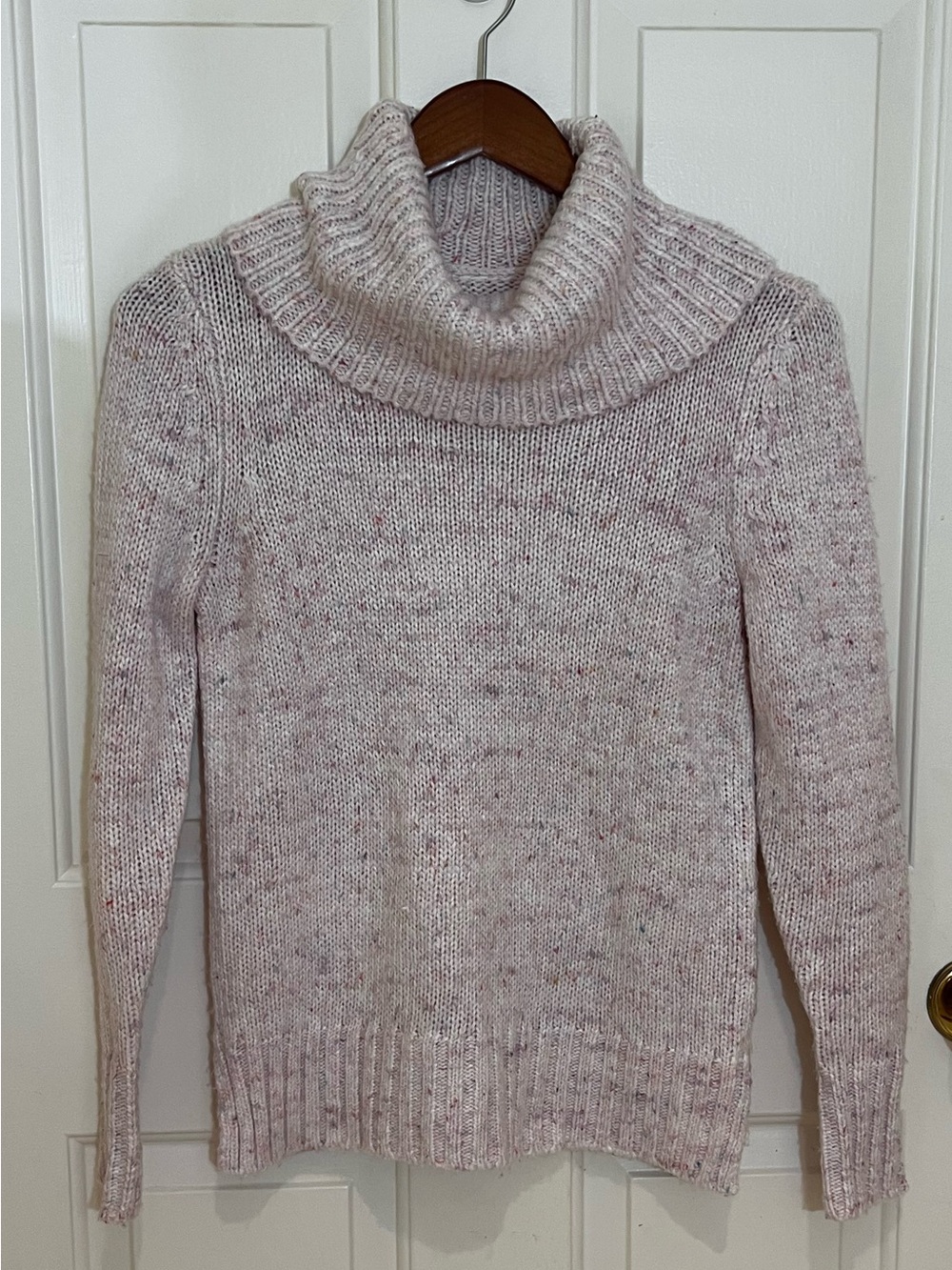 LOFT Light Pink Marled Cowl Neck Sweater